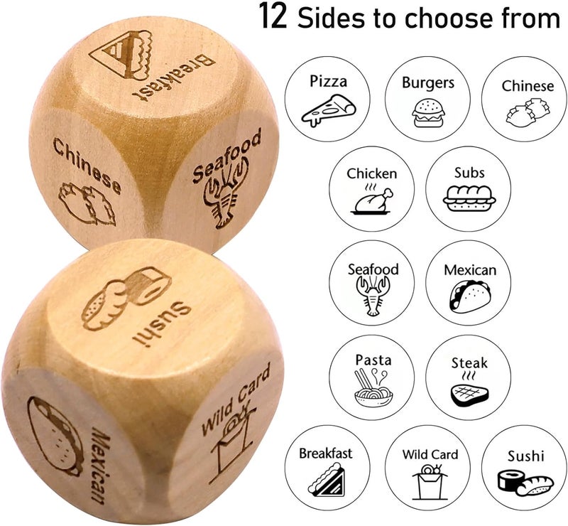 Failun Date Night Food Decision Dice with 12 Food Choices for Singles & Couples to Solve 'What to Eat' Dilemma | Ideal for Christmas,Easter,Mother's Father's Day,Anniversary - Image 3